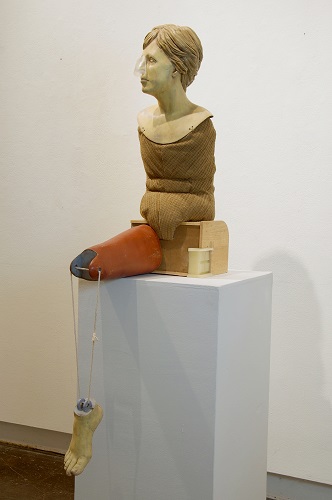 'Bodily Memories From My Moms Side' Earthenware, glass, found objects, textiles, underglaze, and wax by Kourtney Stone