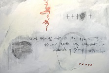 'Shards of Glory,' 2022, Acrylic, plaster, charcoal, graphite on canvas, 48 x 72 inches by Carol Meese