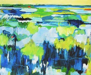 'Lotus Fields III,' Acrylic on canvas, 30 x 36 inches, 31.5 x 37.5 framed, by Rosa Vera
