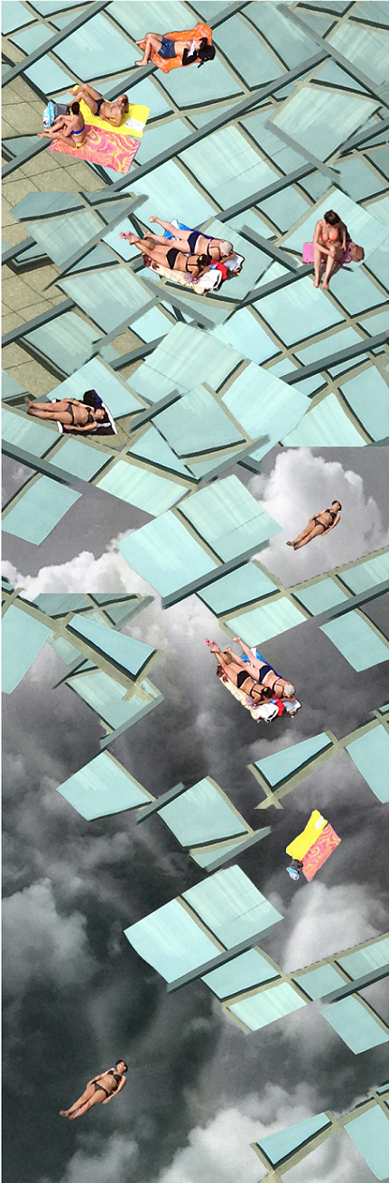 'Celestial Bodies' by Carl Patow, Digital Photomontage, 2020, 16 x 48 inches