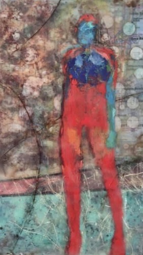 'Pensive' by Charlene Bennett Smith, Encaustic painting on wood panel, 8x10 inches