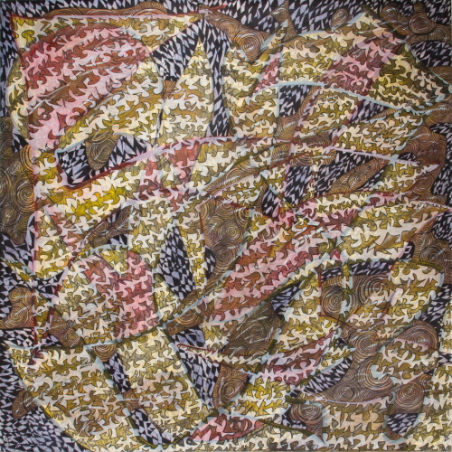 'Feeding Frenzy,' sharpie & acrylic on canvas, 48x48, 2013, by Dana Frostick