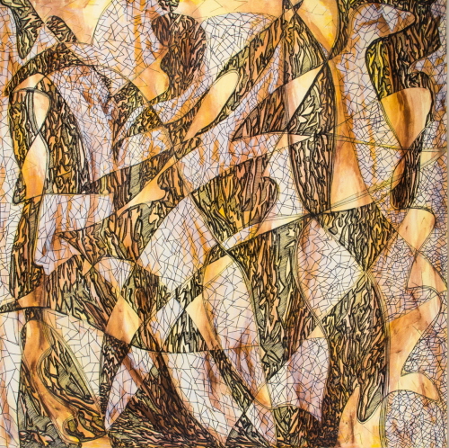 'Fragile Balance,' sharpie & acrylic on canvas, 48x48, 2013, by Dana Frostick