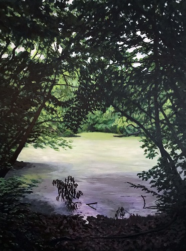 'Waiting for the veil to lift,' Acrylic on canvas, 48 x 36 inches, by Donna Frostick