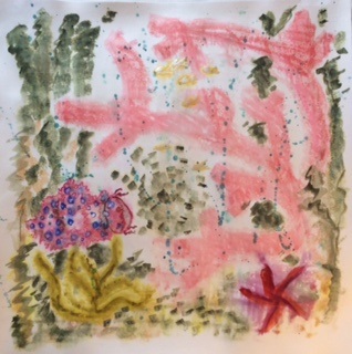 'Untitled' by Elaine Harris, Watercolor monoprint  18 x 18 inches
