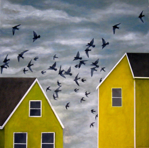 'One After Another,'  Paintstick and graphite on paper, 22 x 22 inches, by Kathleen Westkaemper
