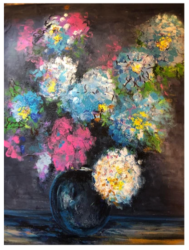 'Mums with Black Vase,' by Marlene Fisher