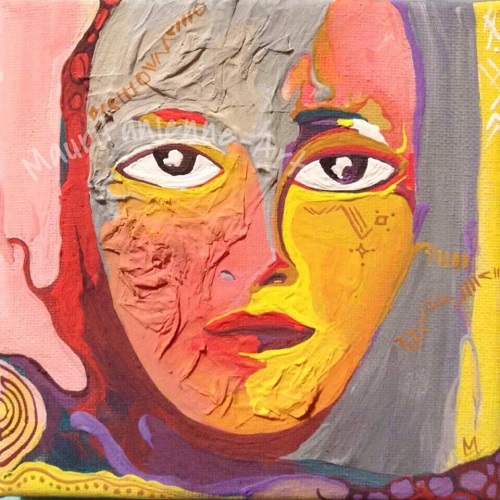 'String' by Menna Beidjeu, Acrylic and glue, 12x12 inches