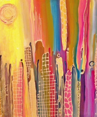 'Pollution' by Menna Beidjeu, Acrylic and glue, 28x16 inches